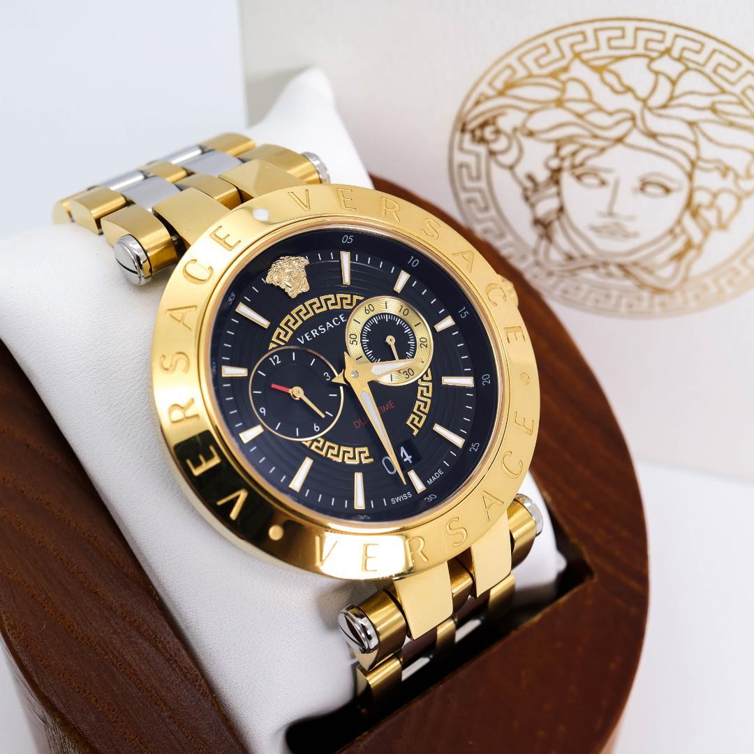 □稼働 VERSACE 腕時計 メデューサ デュアルタイム ゴールド 2617