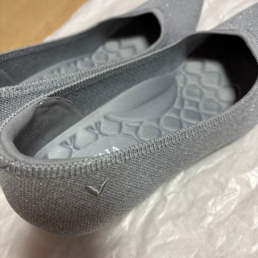 VIVAIA グレー ニット素材 ポインテッドトゥパンプス