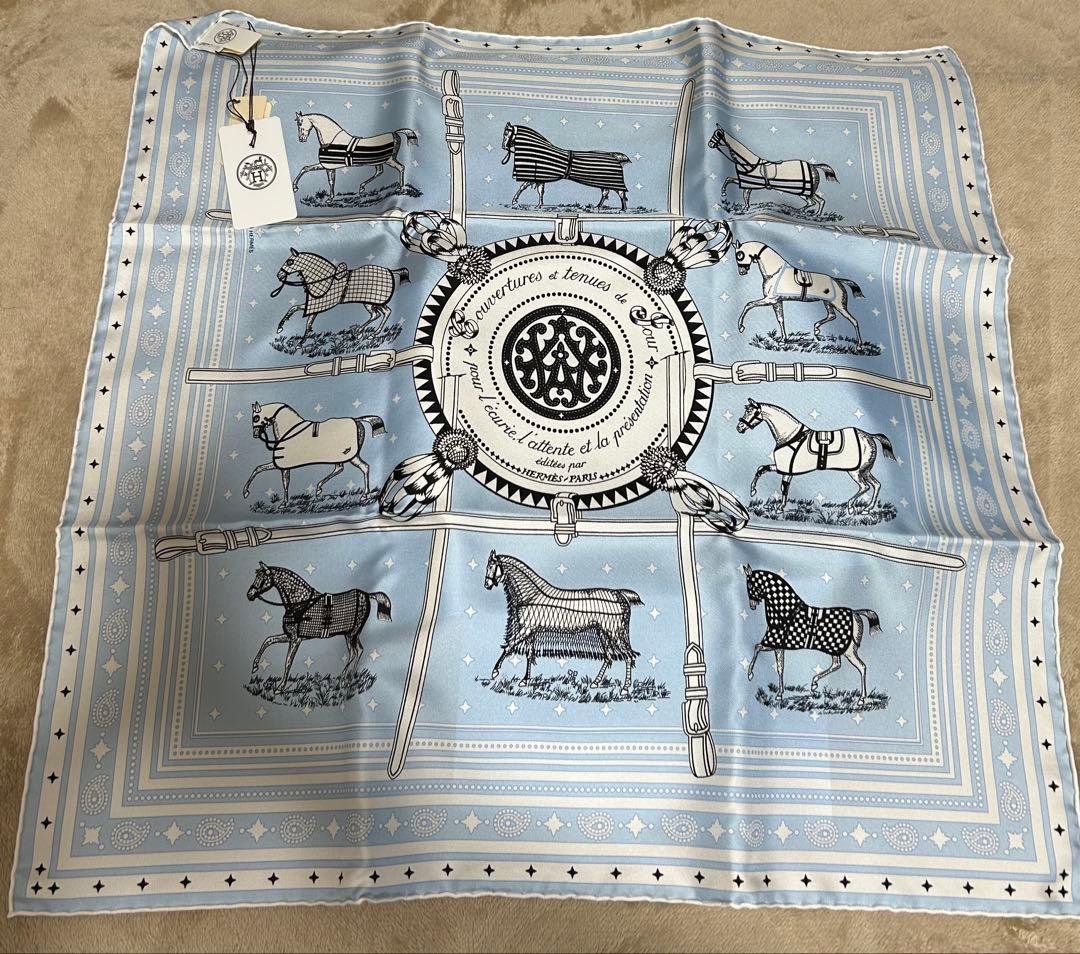 新品未使用 HERMESエルメス シルクバンダナ　馬着　スカーフカレ55