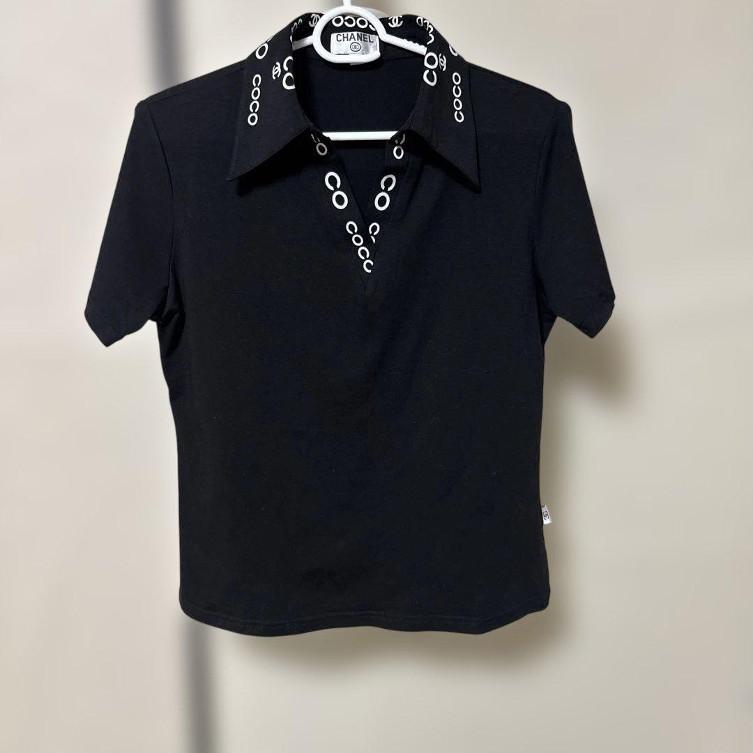 CHANEL ブラック シャツ XL ココロゴ