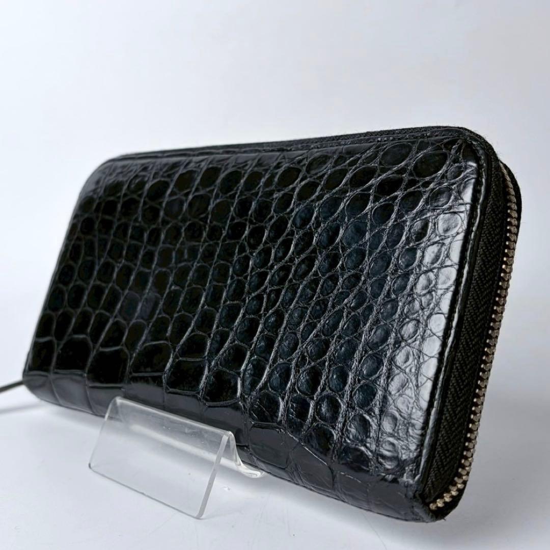 【美品】池田工芸　クロコ　ラウンドファスナー　ロングウォレット　ゴールドパイソン