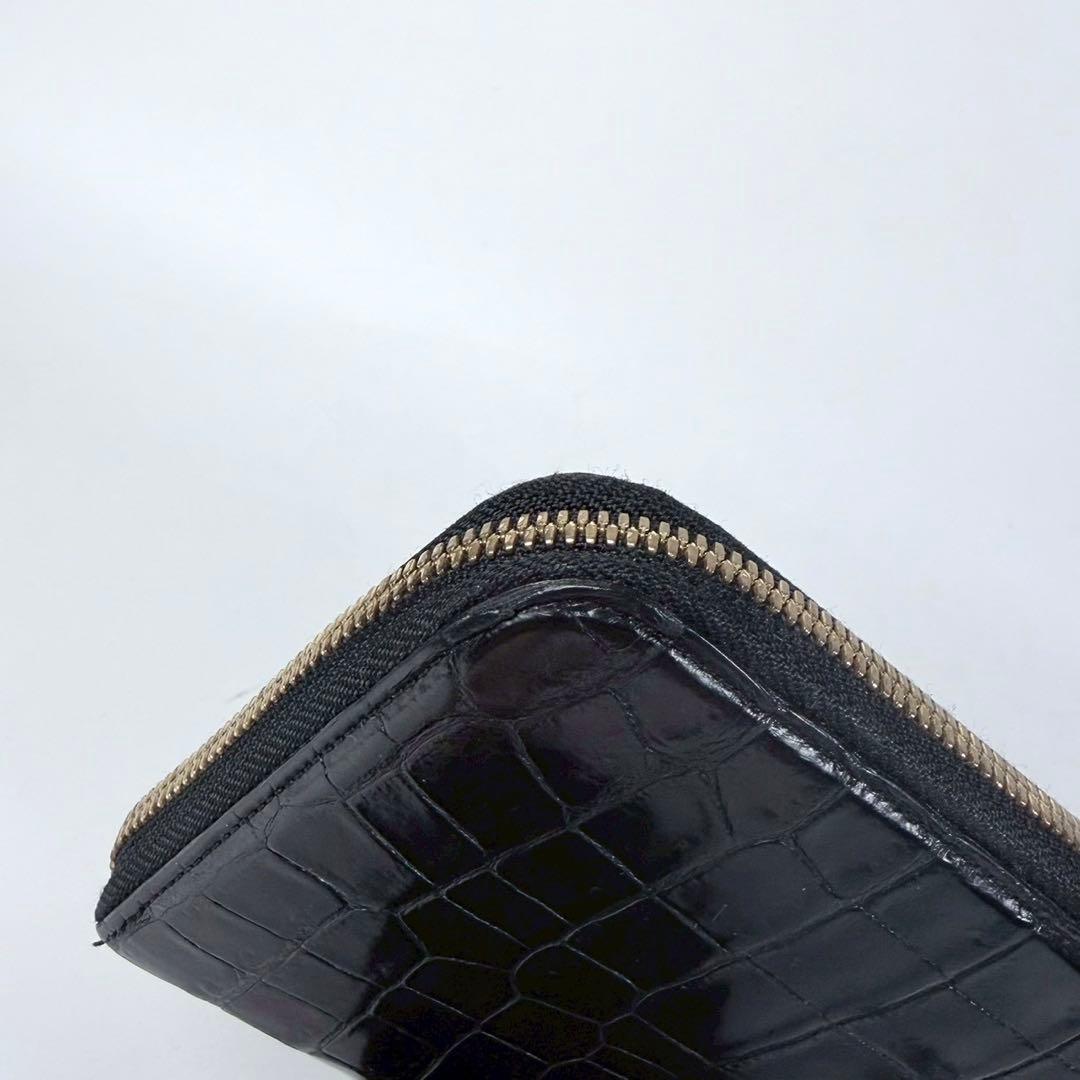 【美品】池田工芸　クロコ　ラウンドファスナー　ロングウォレット　ゴールドパイソン