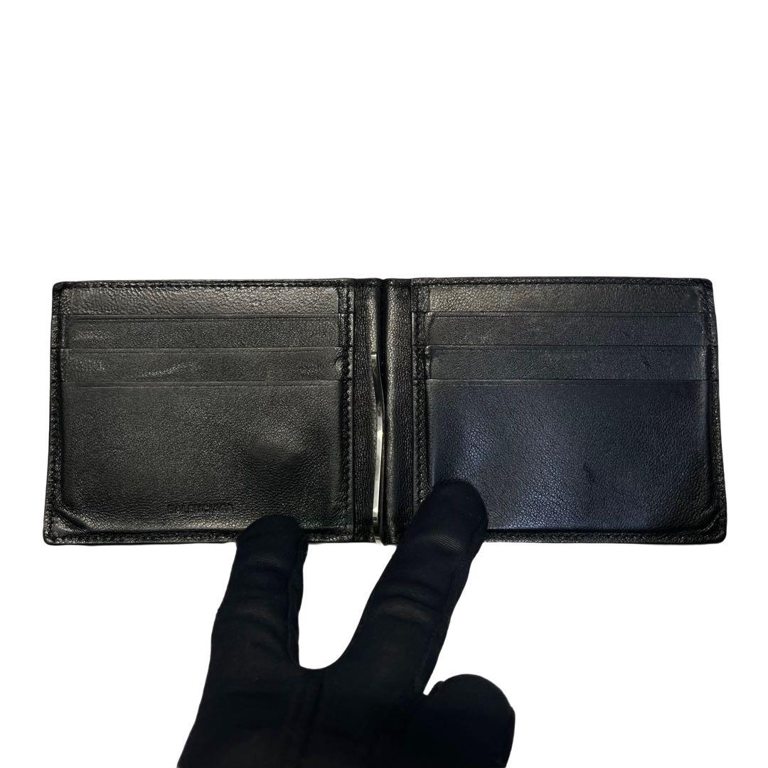 希少✨バレンシアガ マネークリップ 札入れ エブリデイ レザー ロゴ ブラック