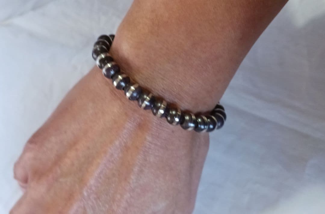 ナバホパール　太め　ブレスレット　シルバー925