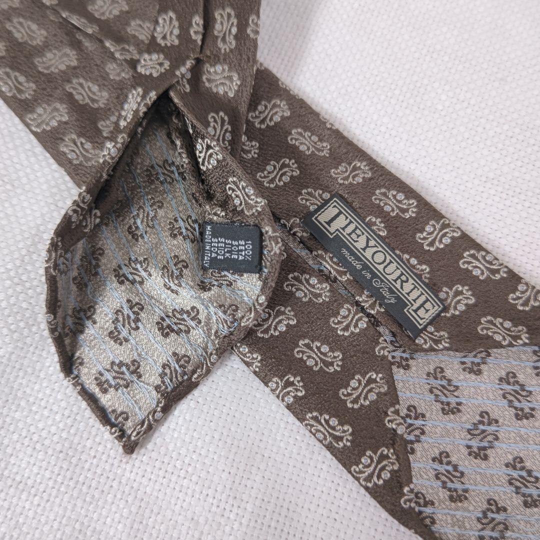 タイユアタイTIE YOUR TIEセッテピエゲシルクビジネス小紋柄ネクタイ茶
