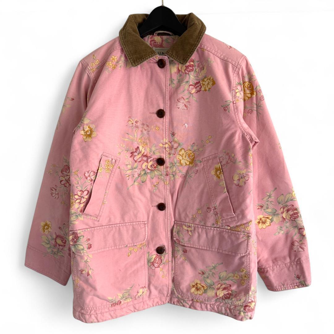 80s ヴィンテージ L.L.Bean 花柄 ワークジャケット ピンク S Y7