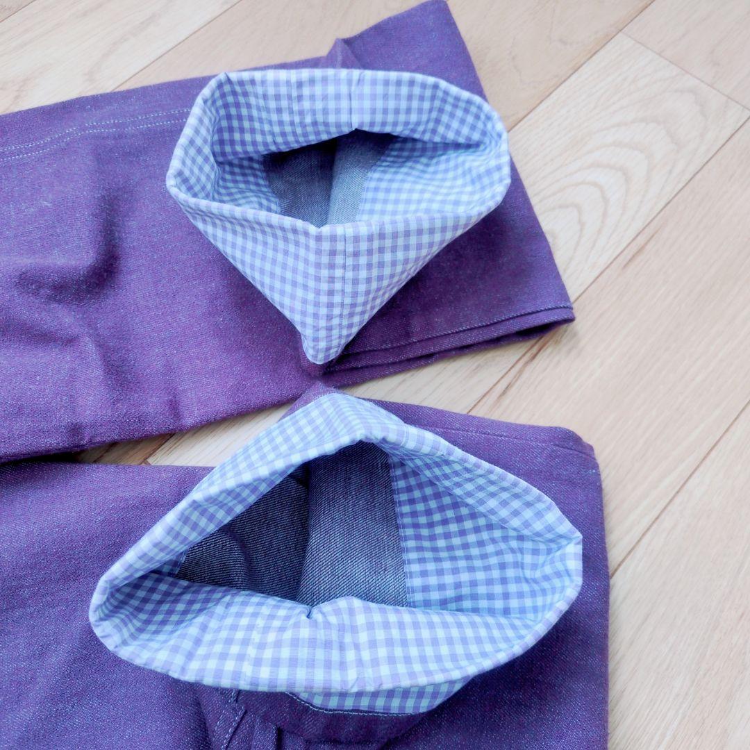 美品 ピンクハウス コットン 紫 オーバーオール ギンガム裏地 マーガレット