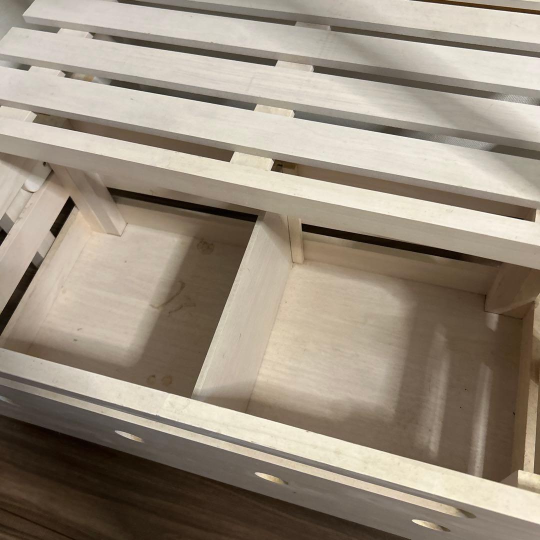 ホワイト木製ラック タイル天板 2引き出し