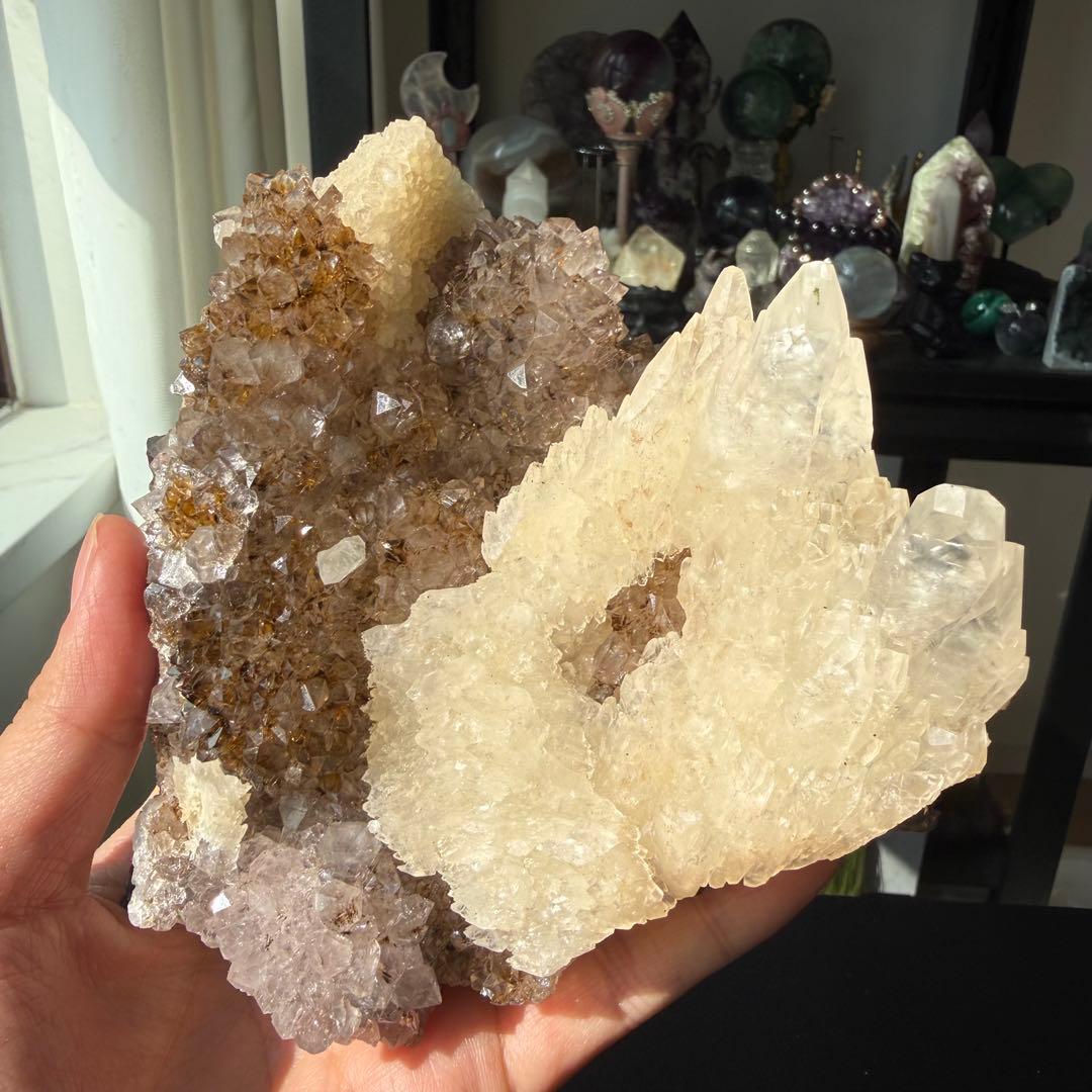 天然石タイチンルチルクォー共生アメジストの原石　鉱物NO.021413