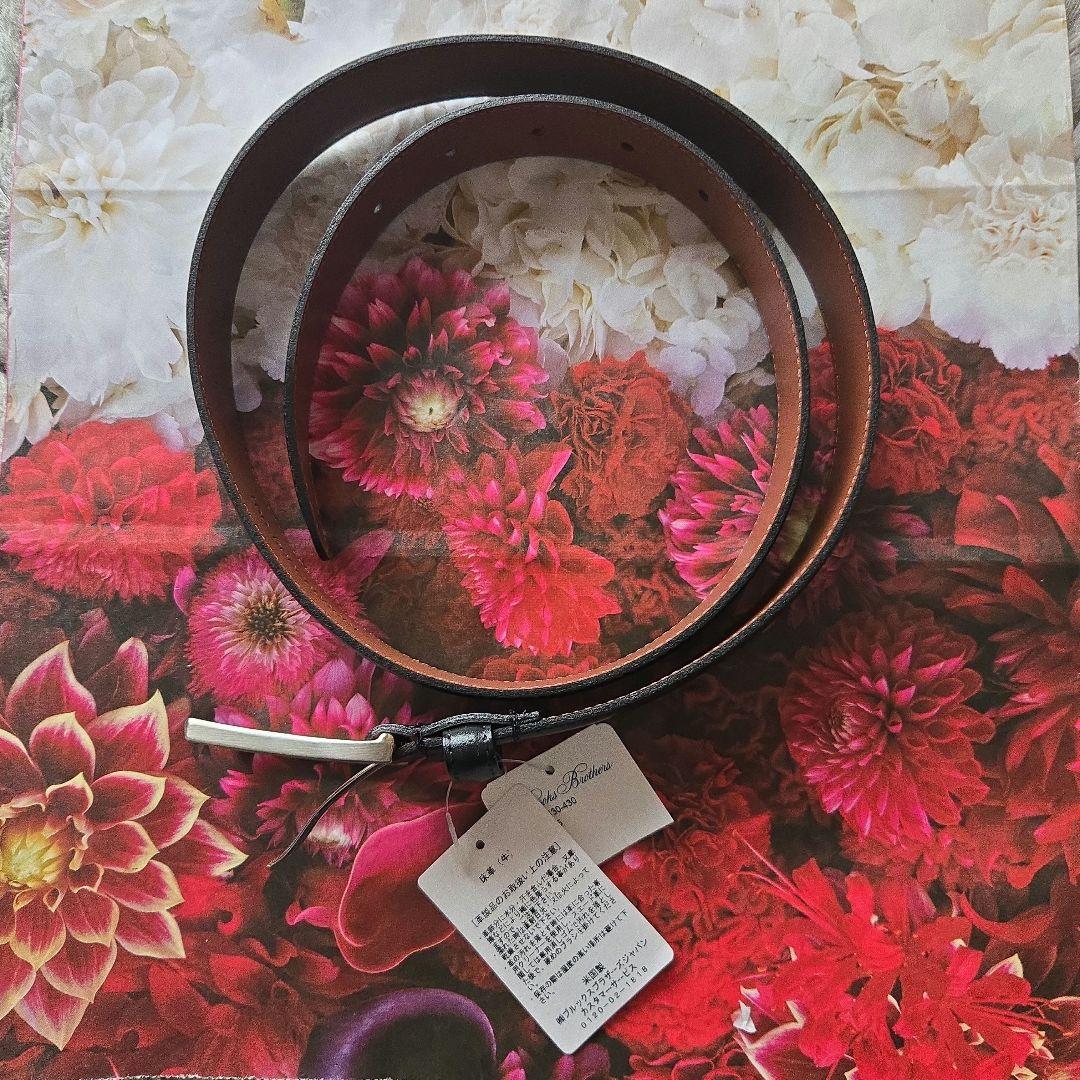 未使用　タグ付き　ブルックスブラザーズ　メンズベルト 革ベルト BROOKS