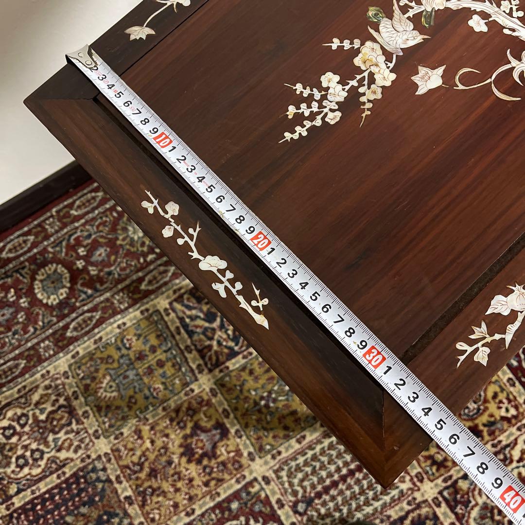 古家具ビンテージ品◼︎螺鈿細工 木製サイドテーブル 飾り台 ディスプレイ台 象嵌