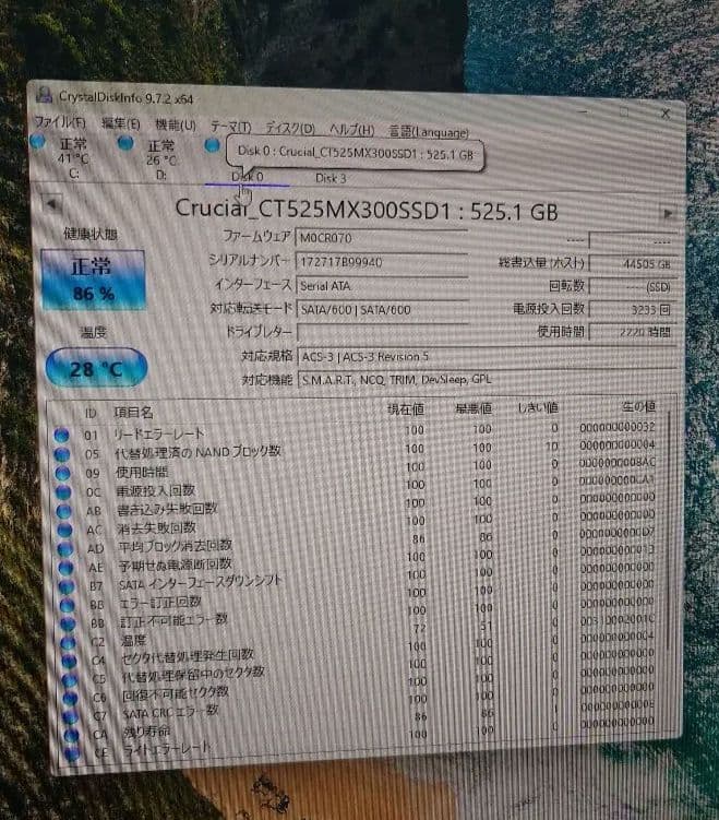 内蔵型SSD crucial NVMe ssd 500gb + sata ssd 525gb