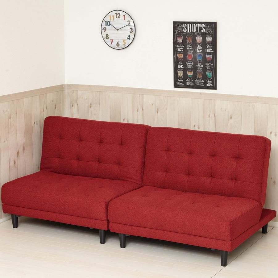 多機能 4way 離せるソファベッド レッド