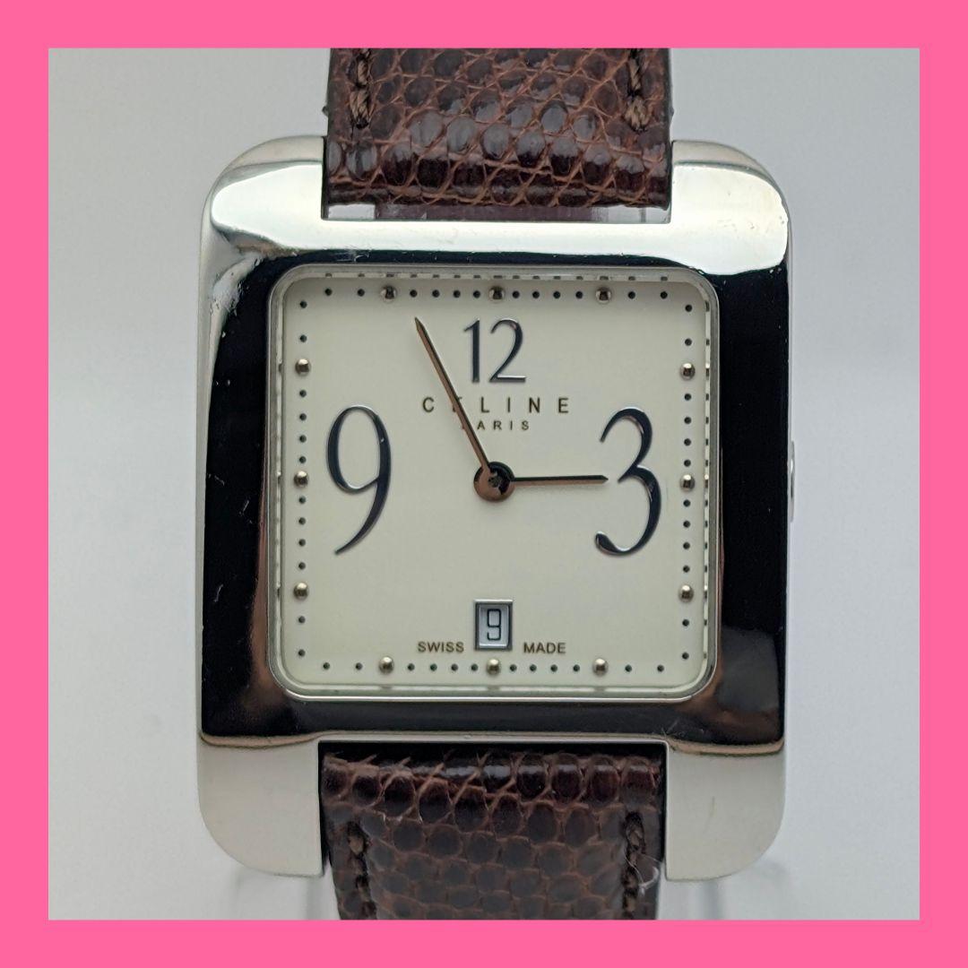 CELINE セリーヌ キャレカフ レディース腕時計 スクエア 稼働品