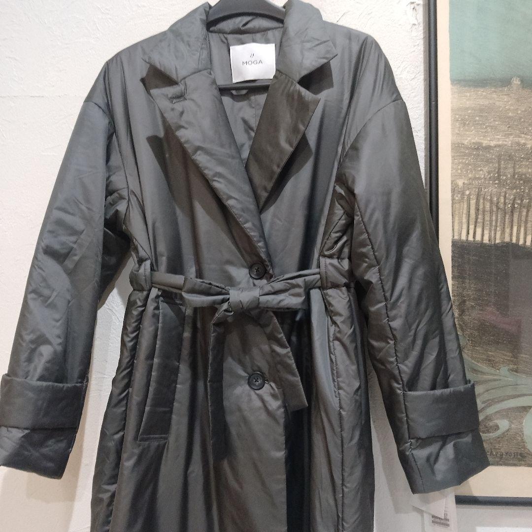 訳有り新品未使用❣️MOGA グレー 綿入りロングコート ベルト付き定価…約8万