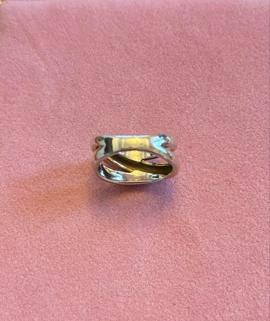 トラサルディ 925シルバー 18Kツイストデザインリング