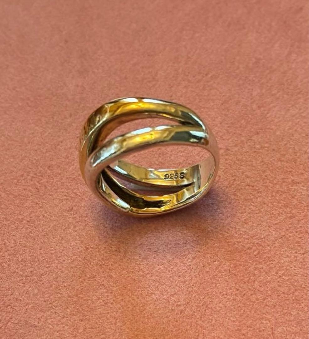 トラサルディ 925シルバー 18Kツイストデザインリング