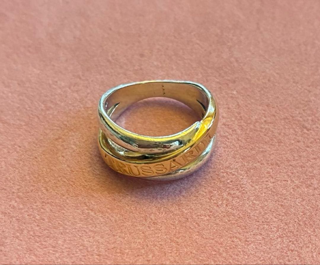 トラサルディ 925シルバー 18Kツイストデザインリング