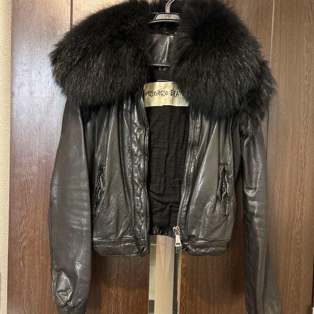 【激レア】GiorgioBrato│黒リアルファーラムレザージャケット40サイズ