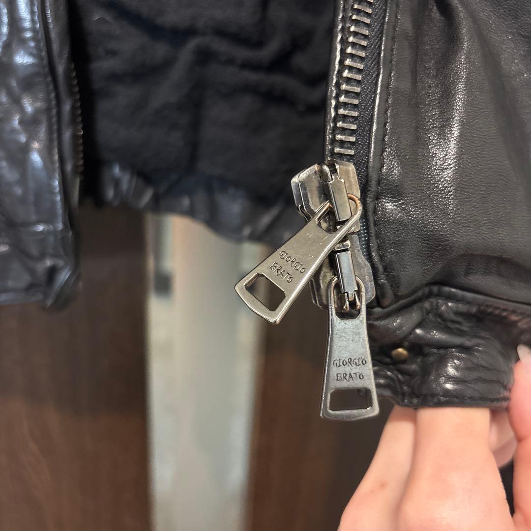 【激レア】GiorgioBrato│黒リアルファーラムレザージャケット40サイズ