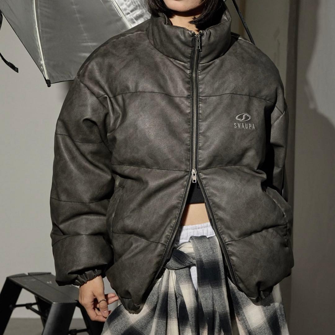 Snap club ブラック ダウンジャケットM ヴィンテージ風　ダブルジップ