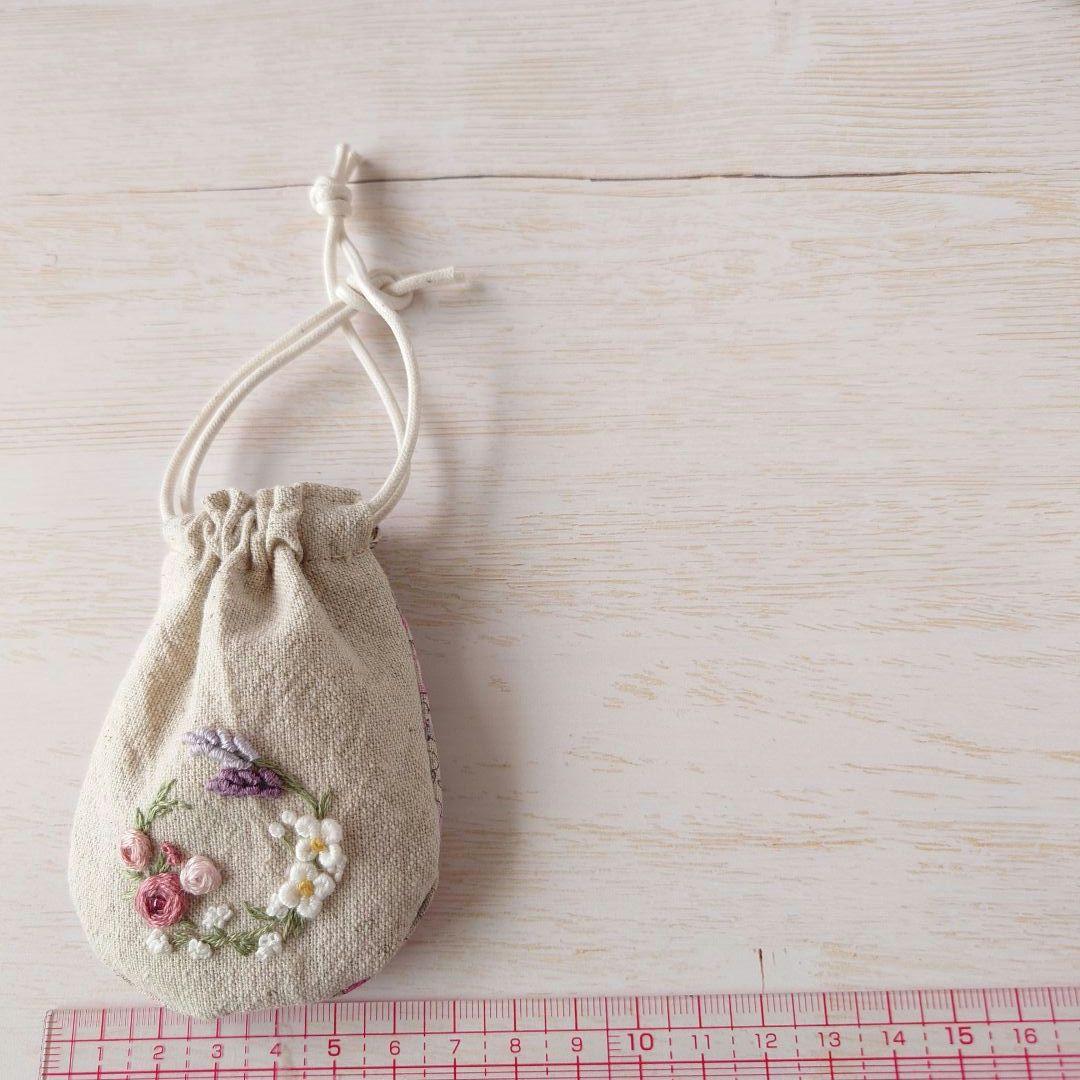 ちっちゃな巾着サシェ/詰替えタイプ【フラワーリース】