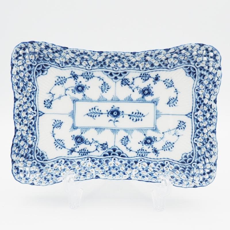 ロイヤルコペンハーゲン ブルーフルーテッド ダブルレース スクエア プレート