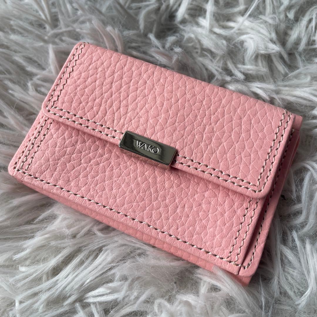 【極美品】ワコウ 三つ折り財布 パステルピンク