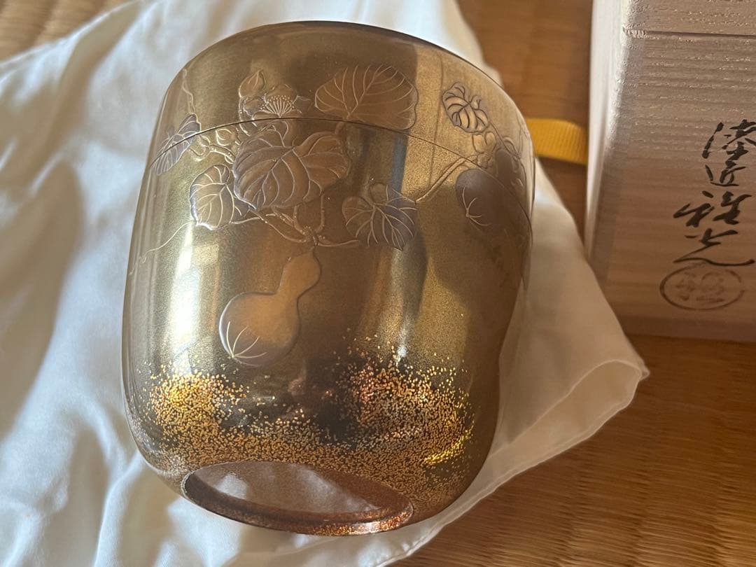 茶道具　六瓢蒔絵　大棗　内梨子地　雅光造