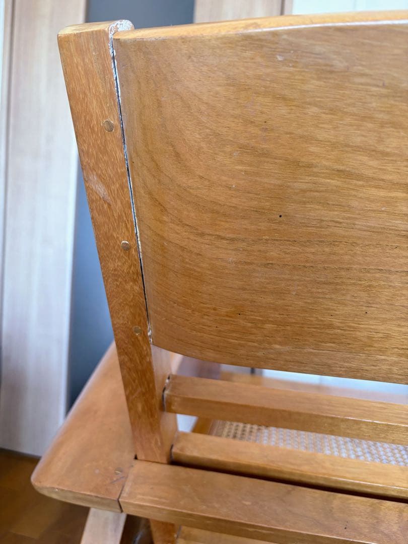 ラウンジチェア　ミッドセンチュリー　ラタン　椅子　USED 籐