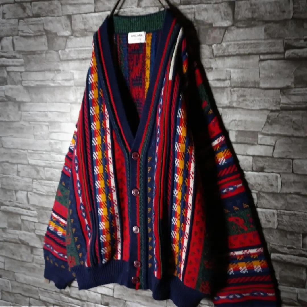 オシャレなユーロ輸入古着☆POHLAND exklusiv 総柄カーディガン