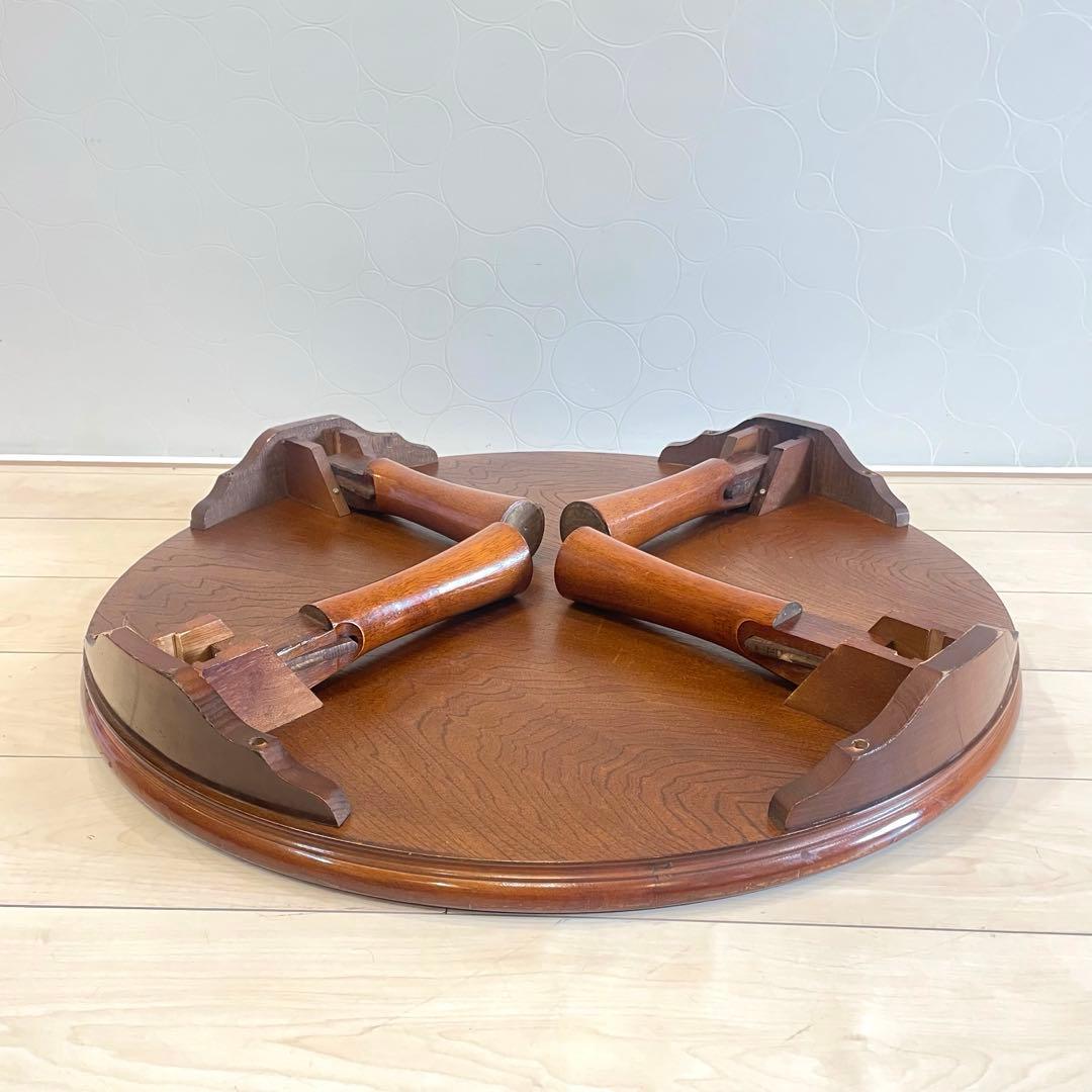 昭和レトロ 木製 円形 座卓 ちゃぶ台 丸テーブル 折りたたみ ヴィンテージ