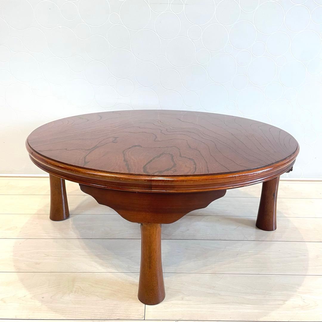 昭和レトロ 木製 円形 座卓 ちゃぶ台 丸テーブル 折りたたみ ヴィンテージ