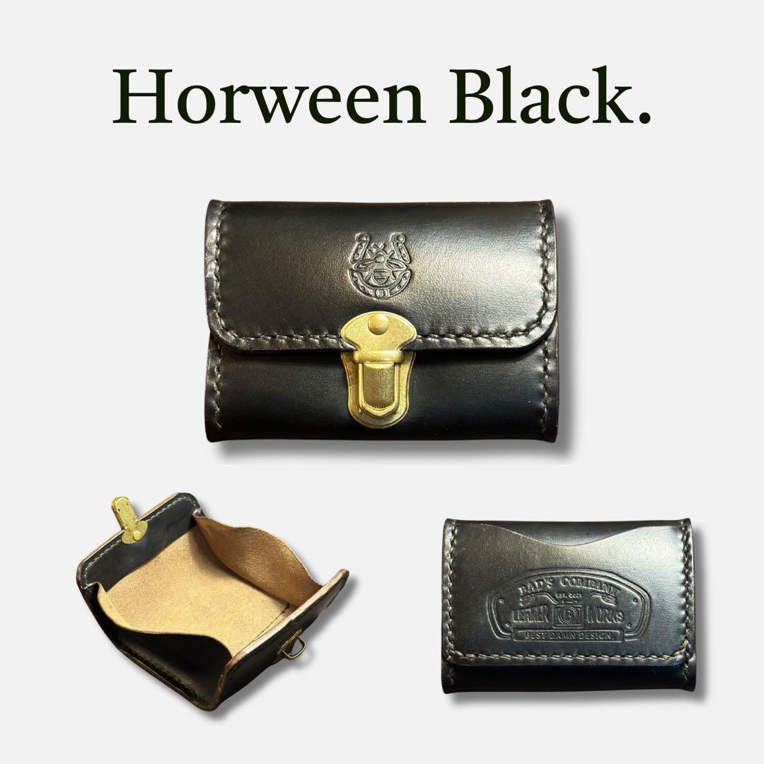 ちある　horween ホーウィン レザー財布 コンパクト 茶芯 ブラック