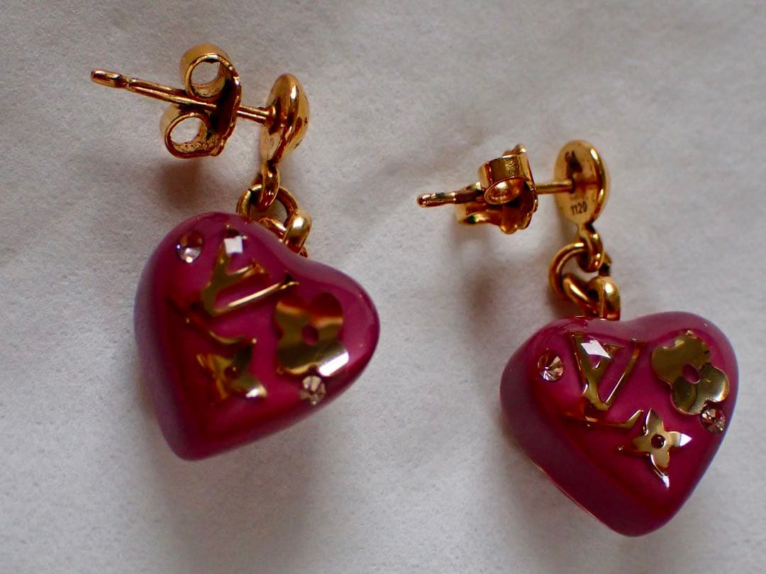 ルイヴィトン ピアス ハート モノグラム パープル 両耳