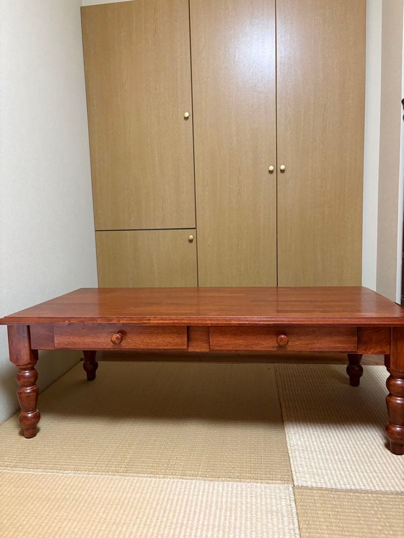 木製ローテーブル 2引き出し付き