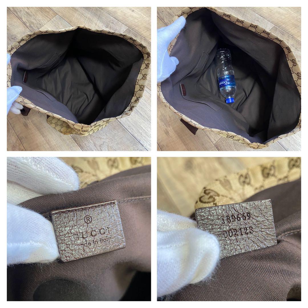 本物☆グッチ GG柄 キャンバス トートバッグ ハンドバッグ ブラウン A4可能