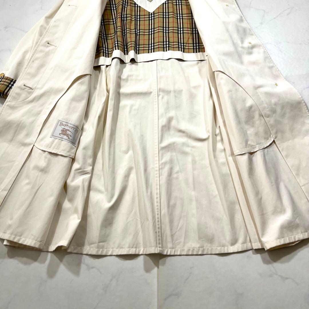 Burberry ステンカラーコート アイボリー 金ボタン M 9 ノバチェック