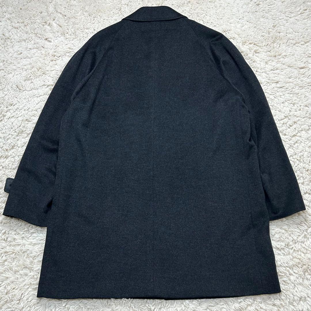 【美品】カシミヤ100% ステンカラーコート ダークグレー 大きいサイズ A7
