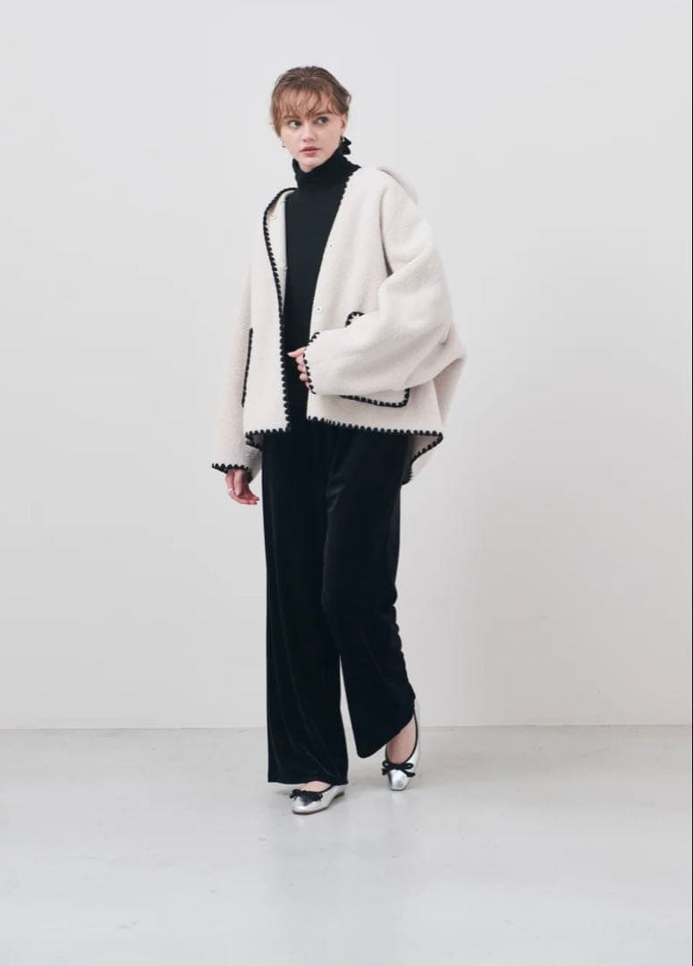 LIten♡Scallop Boa Hoodie ♡Ivory