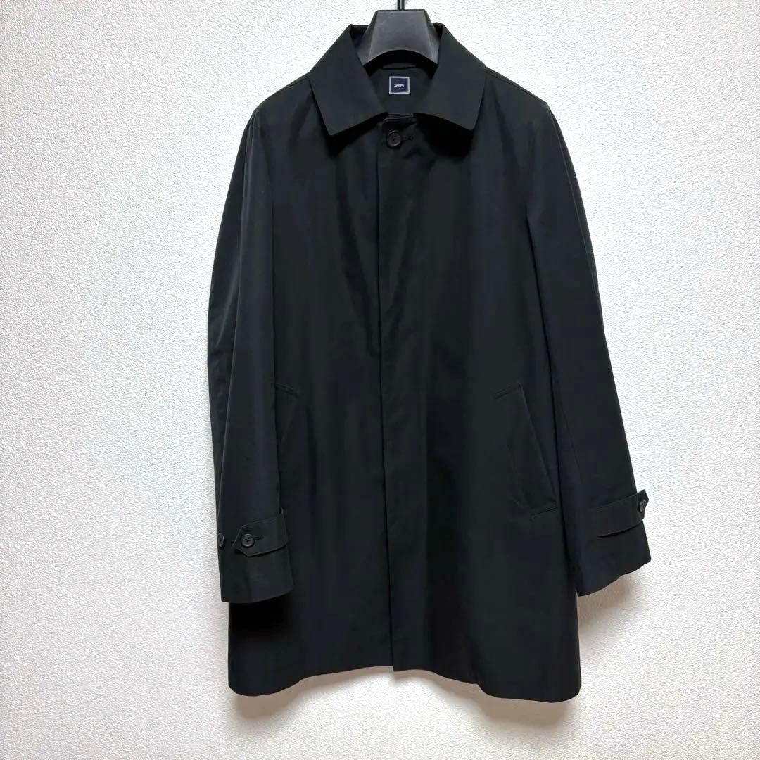 美品★SHIPS オルメテックス ステンカラーコート CASHPAD 黒 L