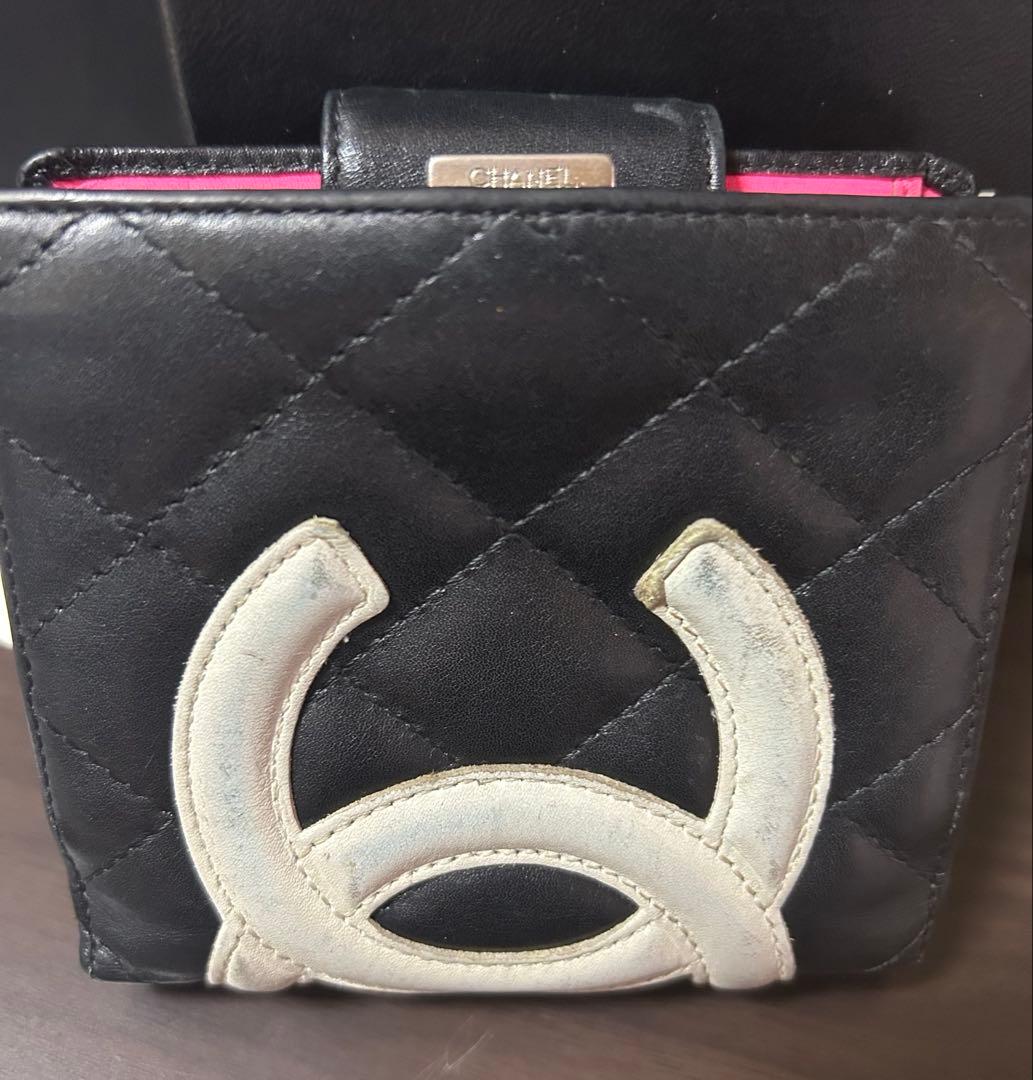 シャネル　二つ折り財布　カンボンライン　【おまけ付き　エルメスのりぼん】