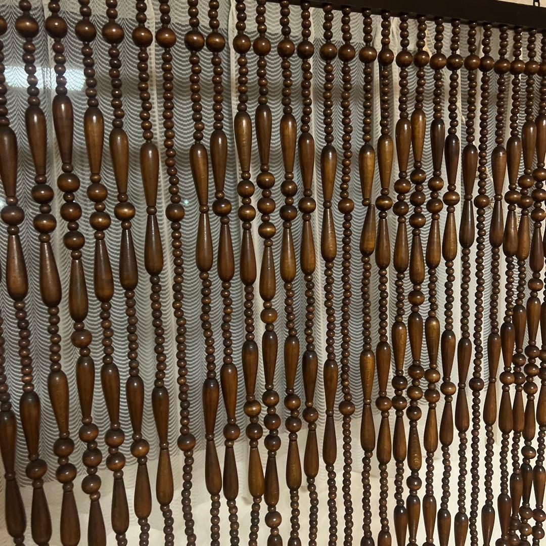 木製簾 すだれ 珠のれん ウッドカーテン ロング 昭和レトロ ヴィンテージ ③