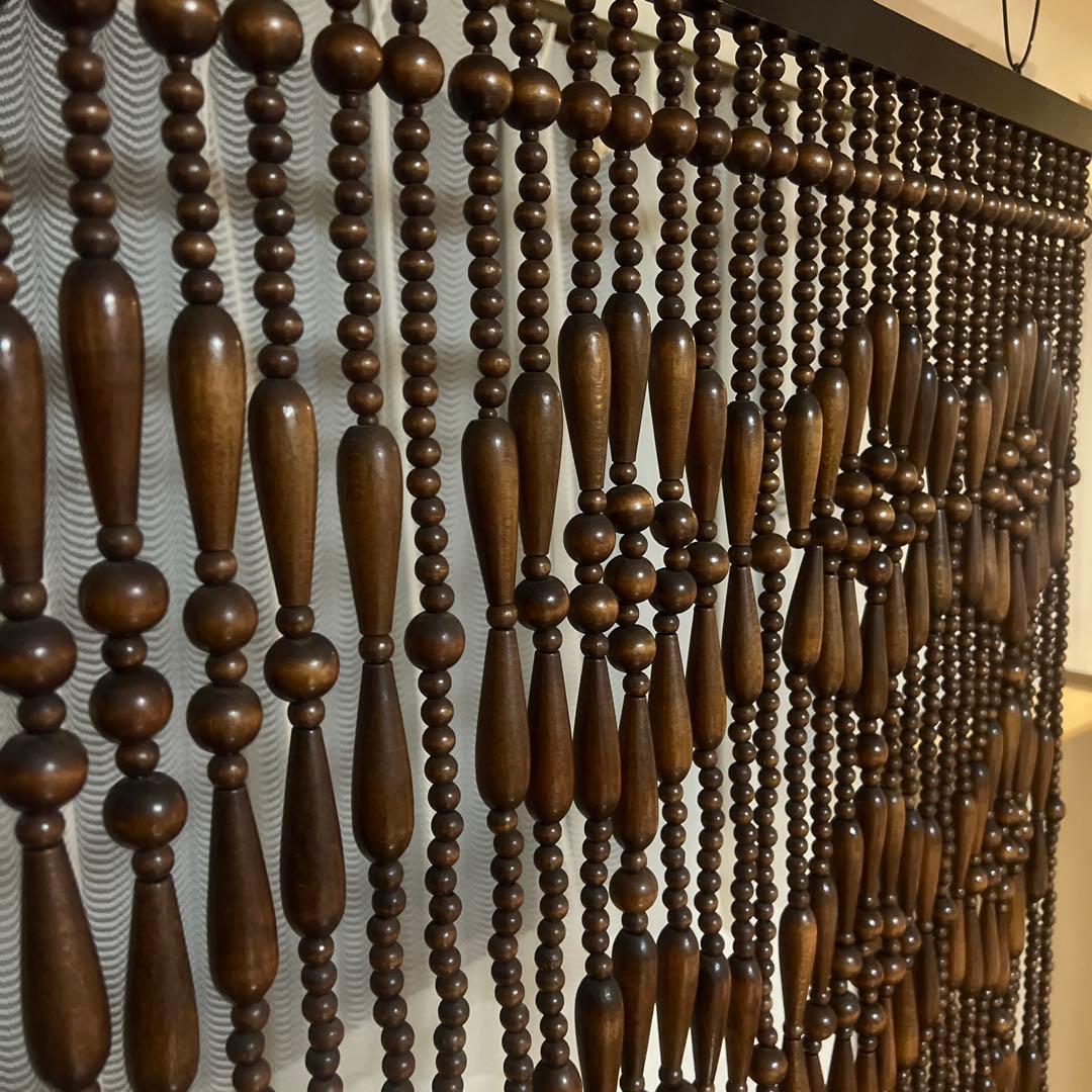 木製簾 すだれ 珠のれん ウッドカーテン ロング 昭和レトロ ヴィンテージ ③