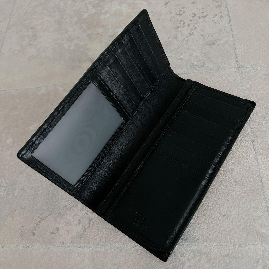 美品✨GUCCI マイクロシマ GG ロングウォレット レザー　ブラック