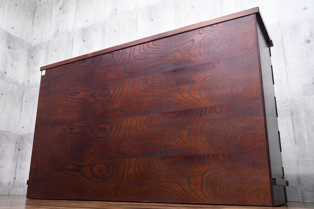 EHK42 岩谷堂箪笥 菊幸 焼印 横長タンス 鍵付き 整理タンス 伝統工芸 欅