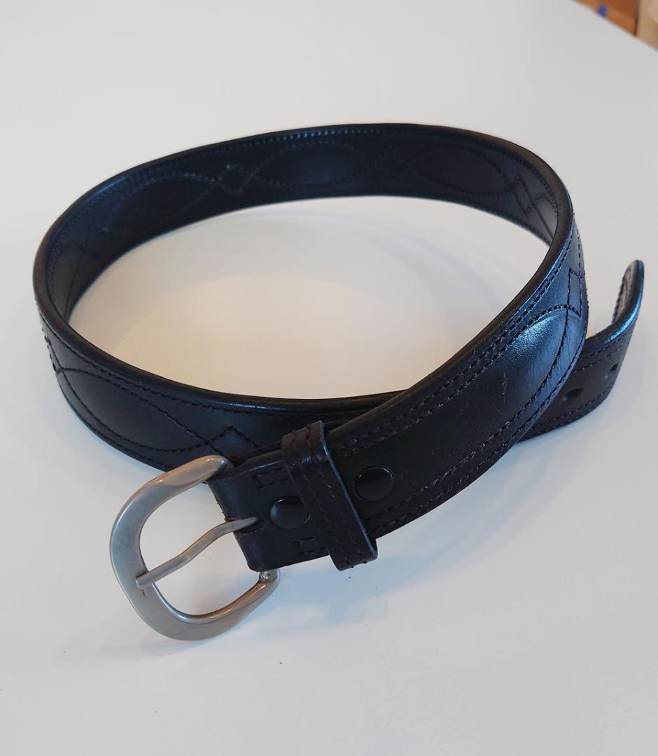 BIANCHI レザー ベルト B21 34インチ (黒&茶 2本セット) 美品