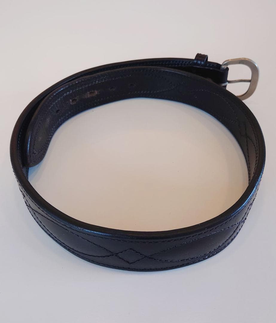 BIANCHI レザー ベルト B21 34インチ (黒&茶 2本セット) 美品