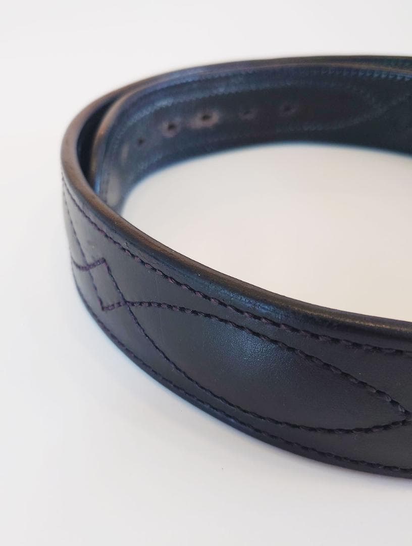 BIANCHI レザー ベルト B21 34インチ (黒&茶 2本セット) 美品