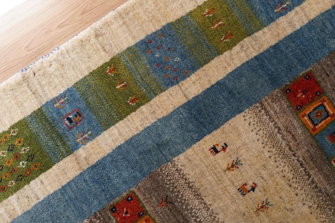 200×159cm　 ペルシャ 絨毯 手織りギャッベ アマレ族 ギャベ